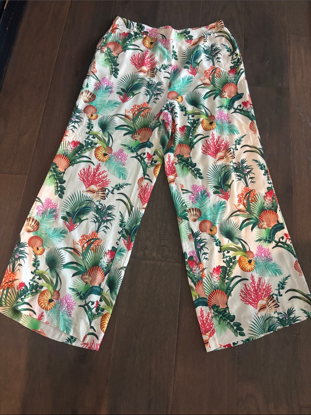 BOSTON PROPER Tropical Seashell Print Pajama Pants - Pink & Green